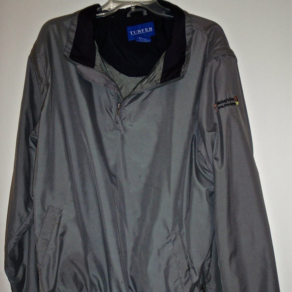 TURFER SPORT MEN'S GREY GOLF JACKET ZIP OFF SLEEVES MICKEY'S KIDS SIZE XL